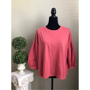 Red Top with ruffled sleeves